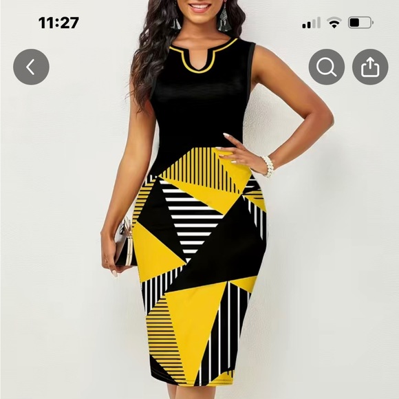 Work pull on geometric shape dress…. - Picture 1 of 3